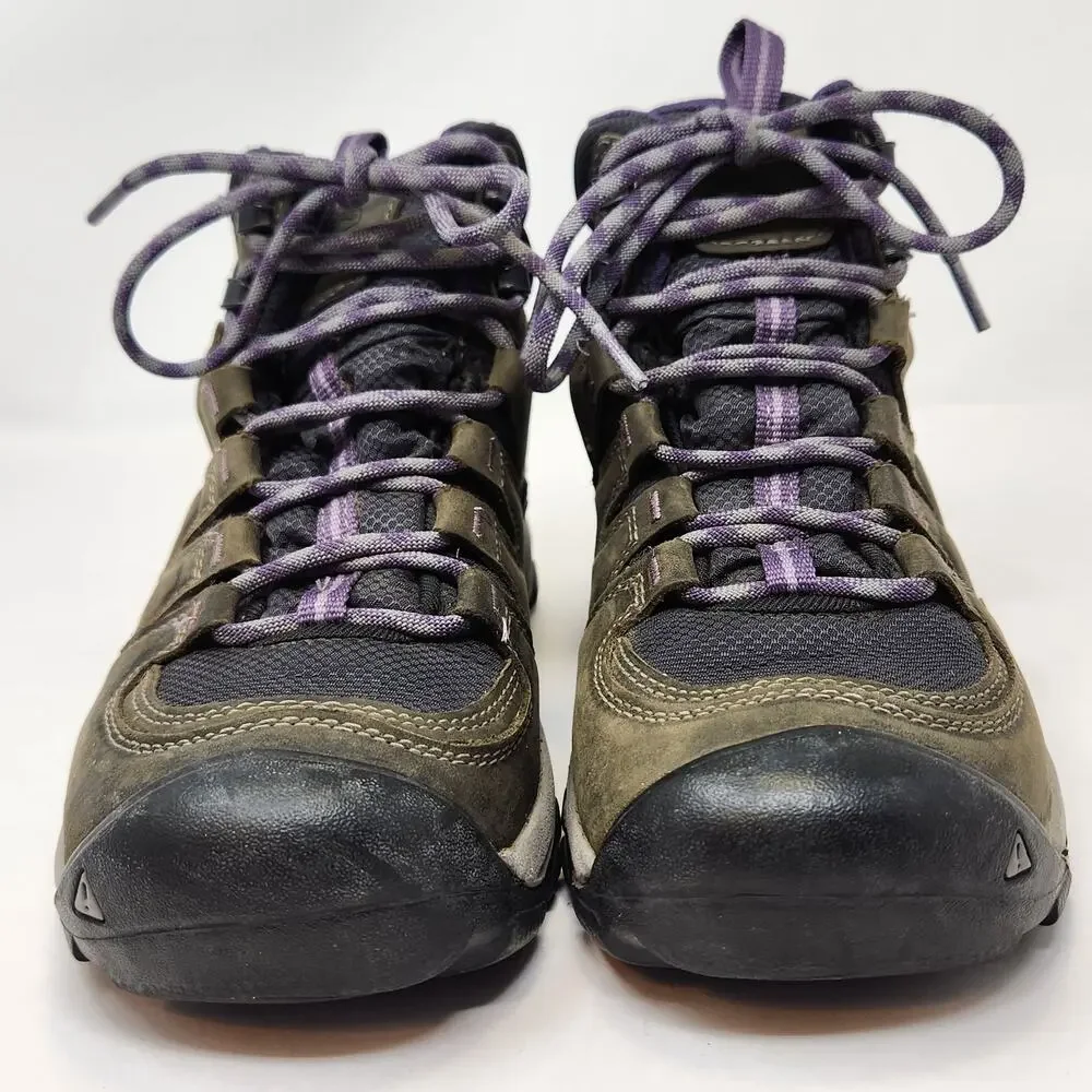 Keen Gypsum II Gray Purple Leather Ankle Hiking Boots Women Size 7.5 Waterproof